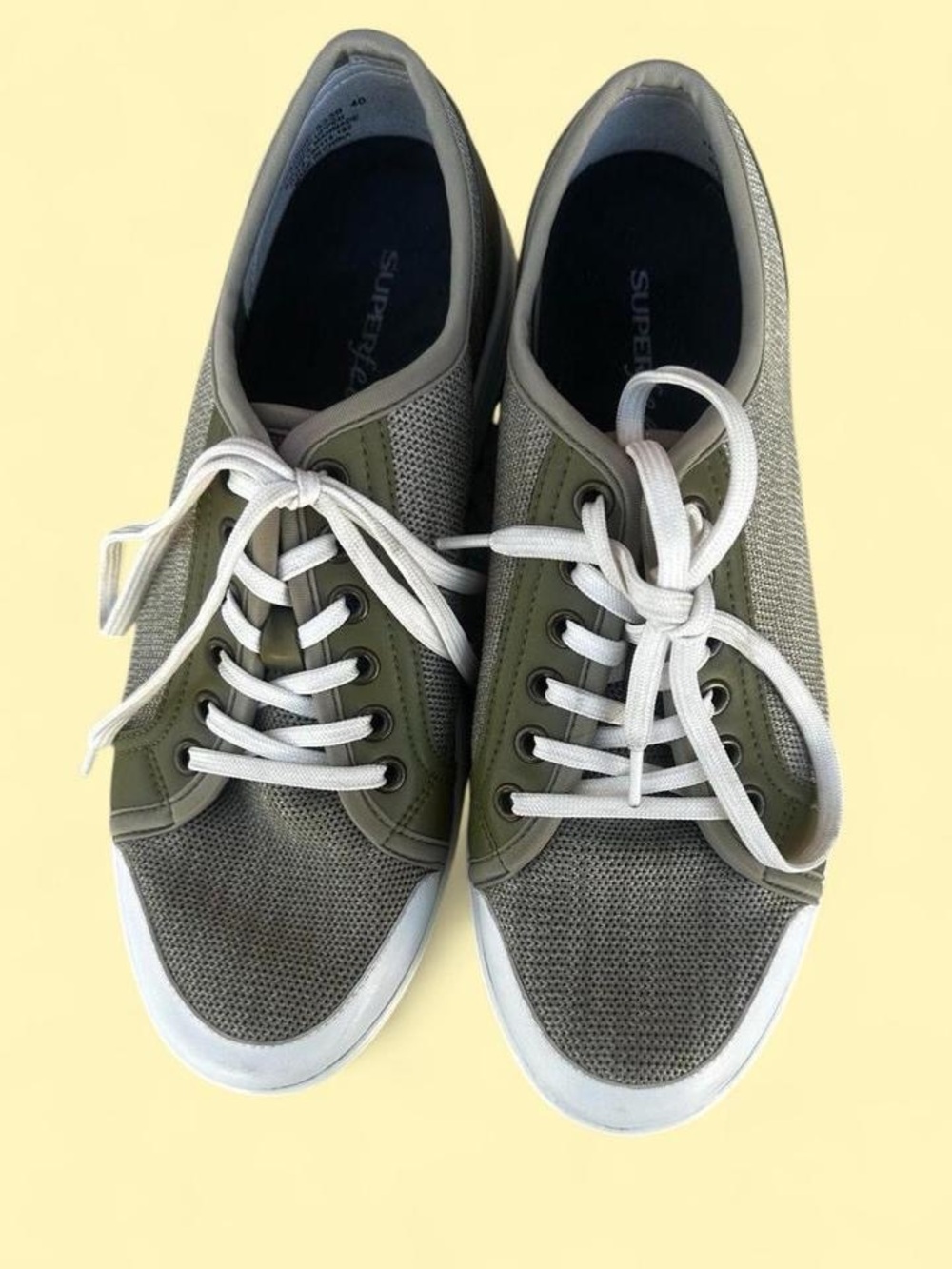 Traq by Alegria Olive Green and White Women's Athletic Sneakers